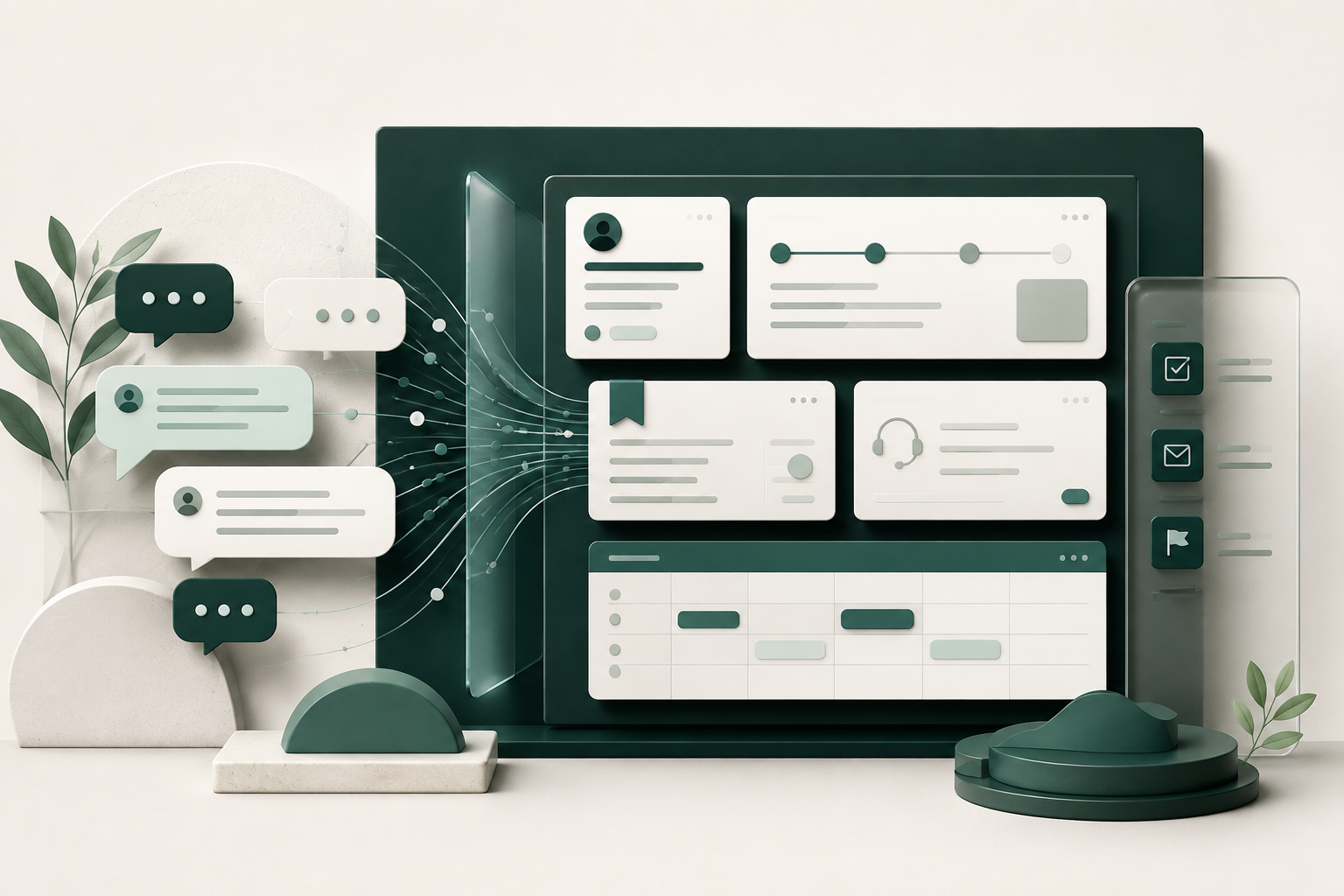 Ilustración del recorrido entre conversaciones y seguimiento en Nexus CRM